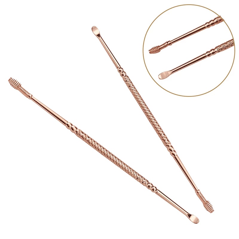 Set 2 Dụng Cụ Lấy Ráy Tai Hai Đầu Bằng Thép Không Gỉ Thiết Kế Dạng Xoắn Ốc Tiện Dụng