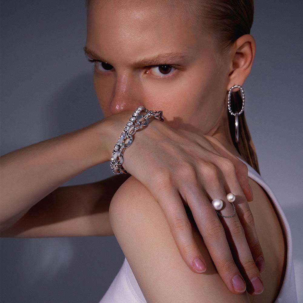 Bông Tai Dạng Kẹp Hình Học Phối Dây Xích Tua Rua Phong Cách Cá Tính Cho Nữ MXMUSTY