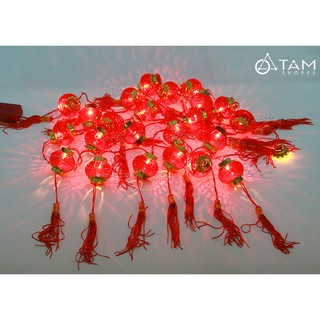 Dây đèn lồng đèn đỏ trang trí tết số 04 trái lớn tttm