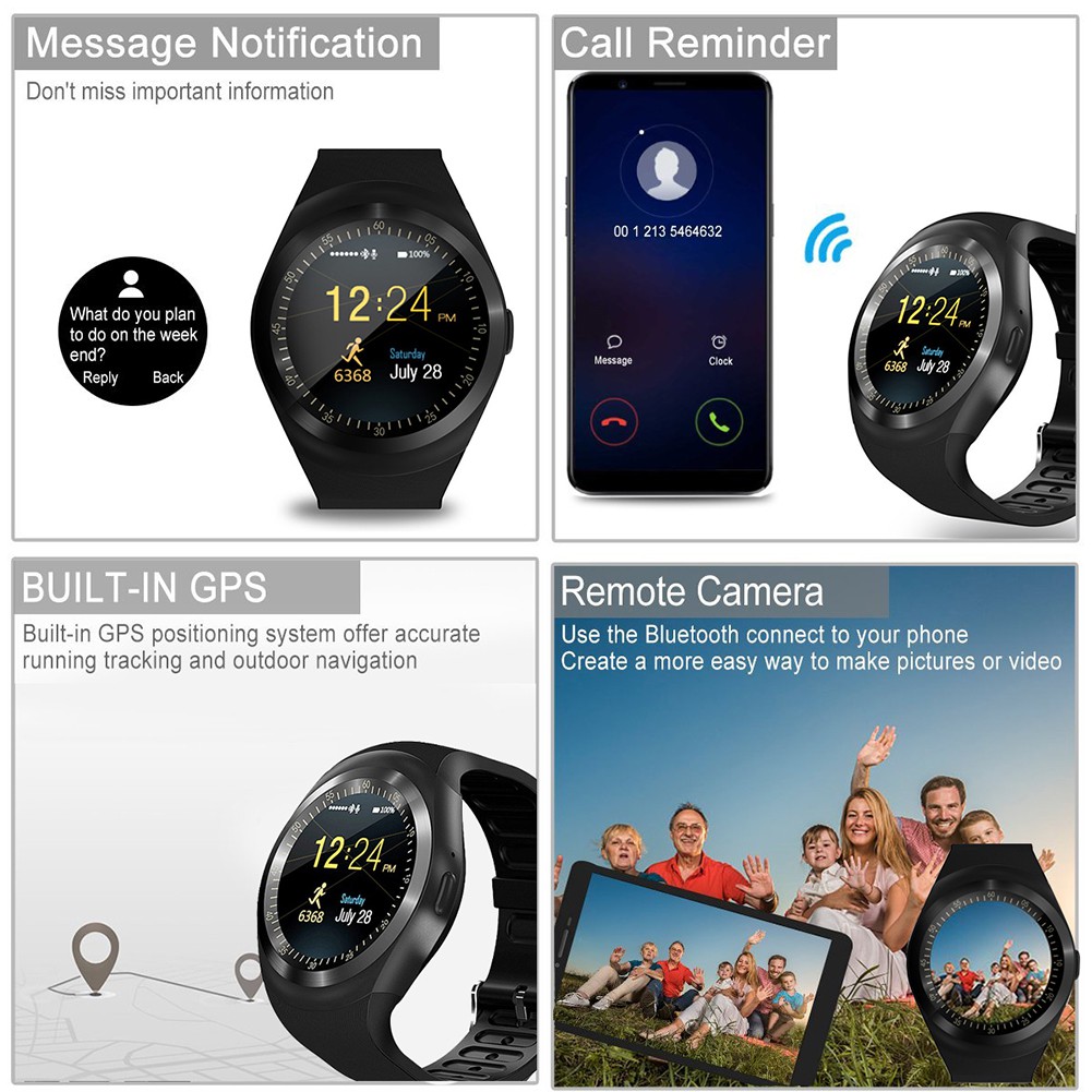 ⌚Miễn Phí Vận Chuyển⌚ Đồng hồ thông minh đa chức năng Y1 mặt tròn mới nhất for Android&Iphone