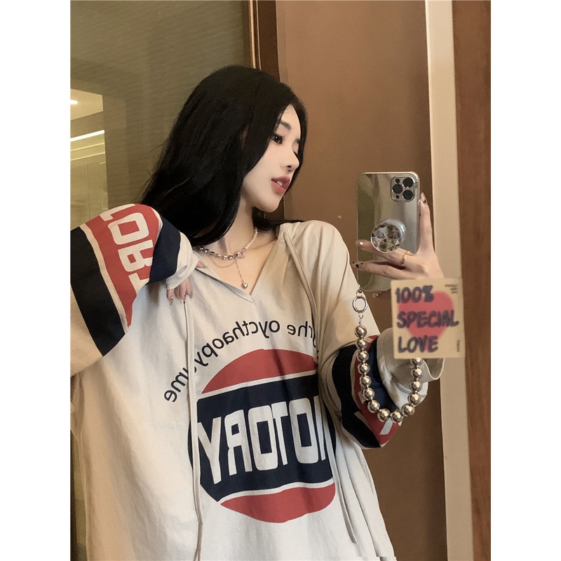 Jiashucheng Áo Hoodie Tay Dài In Chữ Phong Cách Hàn Quốc Dành Cho Nữ