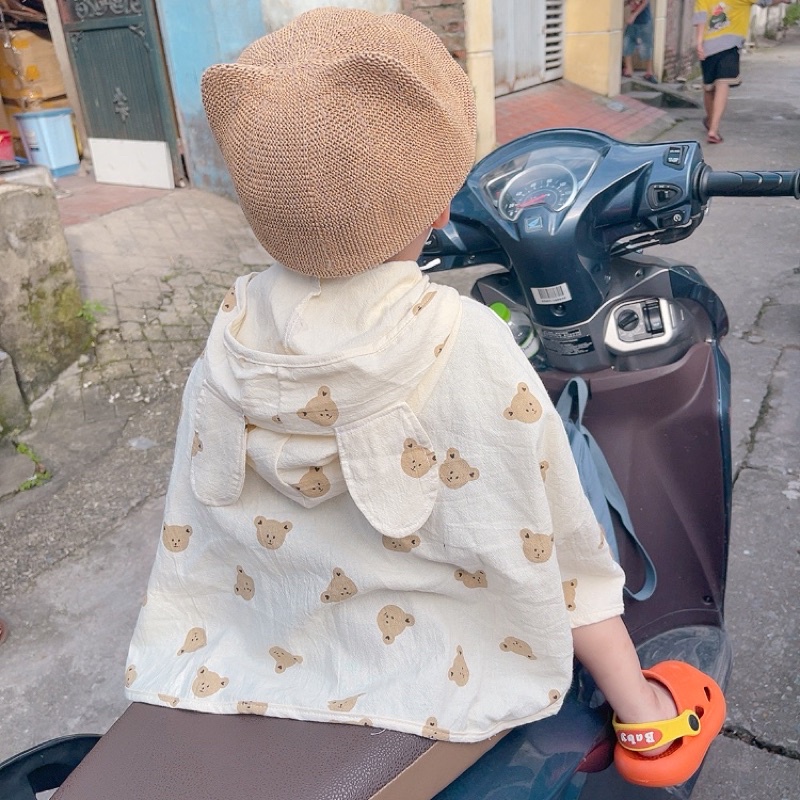 Áo choàng chống nắng, chống bụi vải cara mềm mại, thoáng mát cho bé
