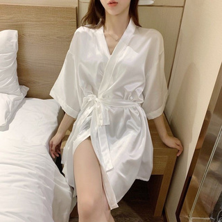  Áo choàng tắm dáng rộng tay lửng bằng lụa thời trang xuân thu quyến rũ cho nữ