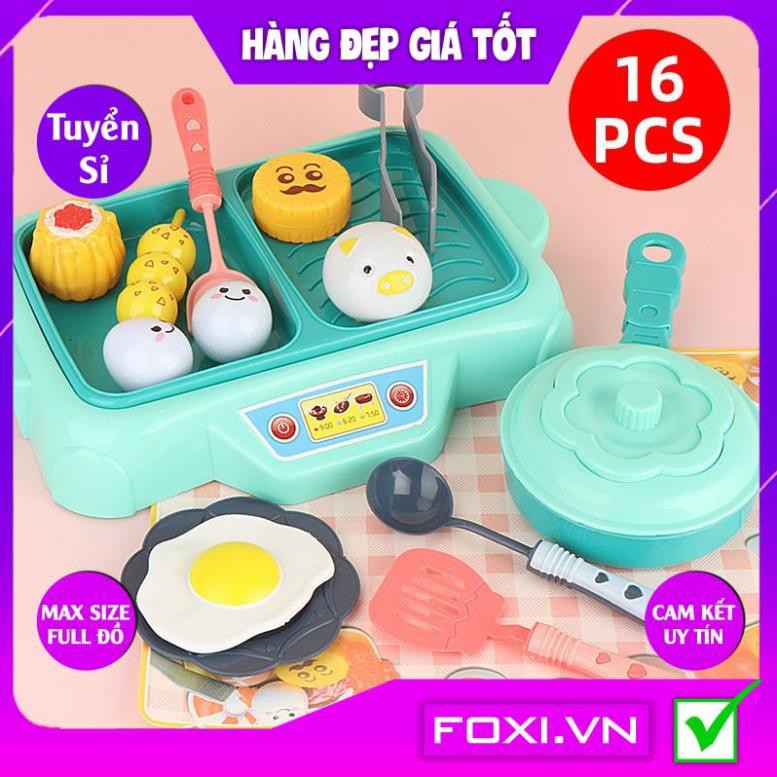 Bộ đồ chơi nấu ăn cao cấp 16 chi tiết Foxi dễ thương-như thật-Trò chơi nhập vai-Giáo dục hướng nghiệp cho bé