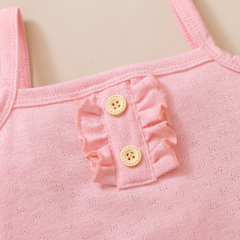 Bộ đồ 2 mảnh MIKRDOO gồm áo dây và quần short cotton màu trơn cho bé gái sơ sinh