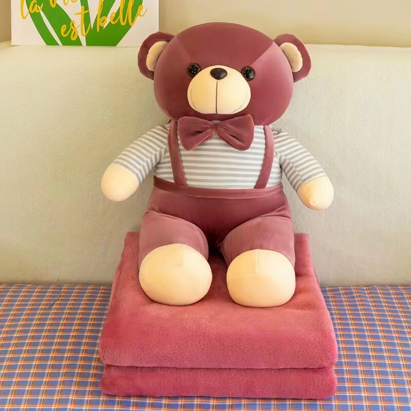 Bộ Chăn Gối Văn Phòng 3in1 Hizun Tiện Lợi Hình Gấu Cute