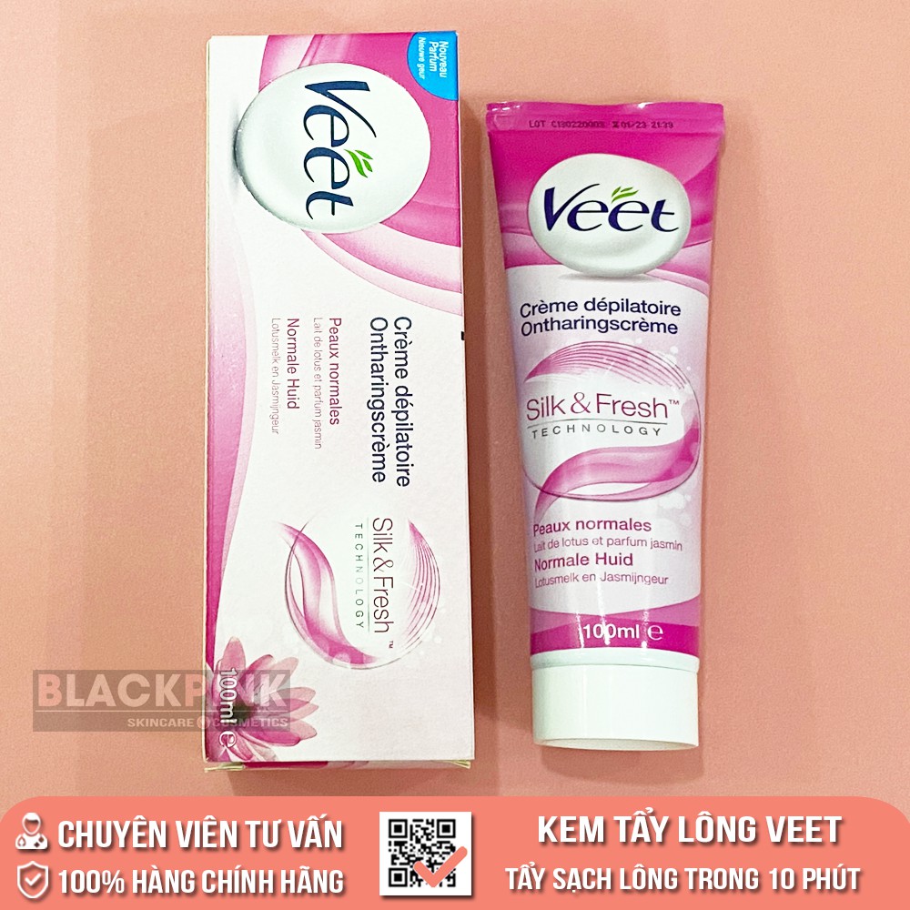 Kem tẩy lông Veet Hair Removal Cream 100ml Pháp, tẩy lông nhanh, không gây đau rát, thành phần tự nhiên an toàn cho da