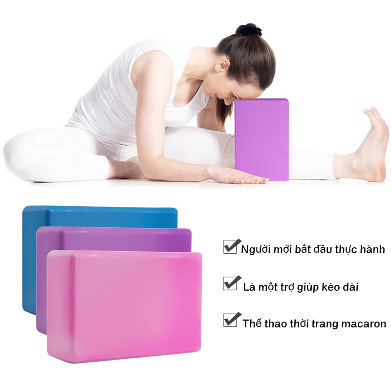 Gạch Tập Yoga, Yoga Blocks,Gối Tập Yoga Xốp Cao Cấp Eva Cứng gấp 3 lần loại gạch tập thông thường