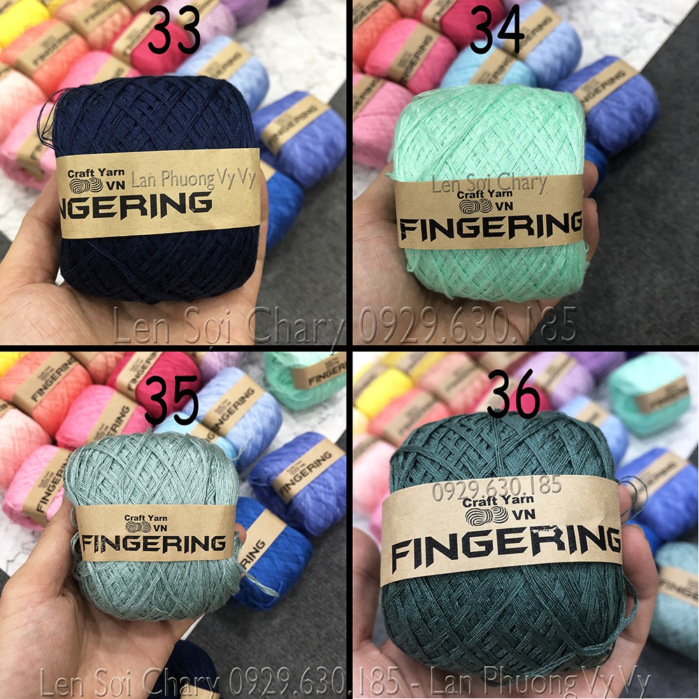 Sợi Fingering Cotton Nhật Bóng full bảng màu - Cuộn Len Sợi Cotton Fingering bảng màu 2 mã 21-39