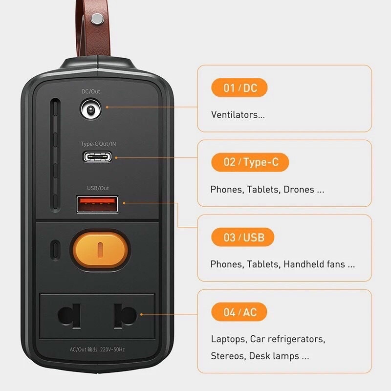 Kích nổ bình ắc quy xe ô tô kiêm xạc dự phòng cực đại 220V Baseus Reboots Jump Starter