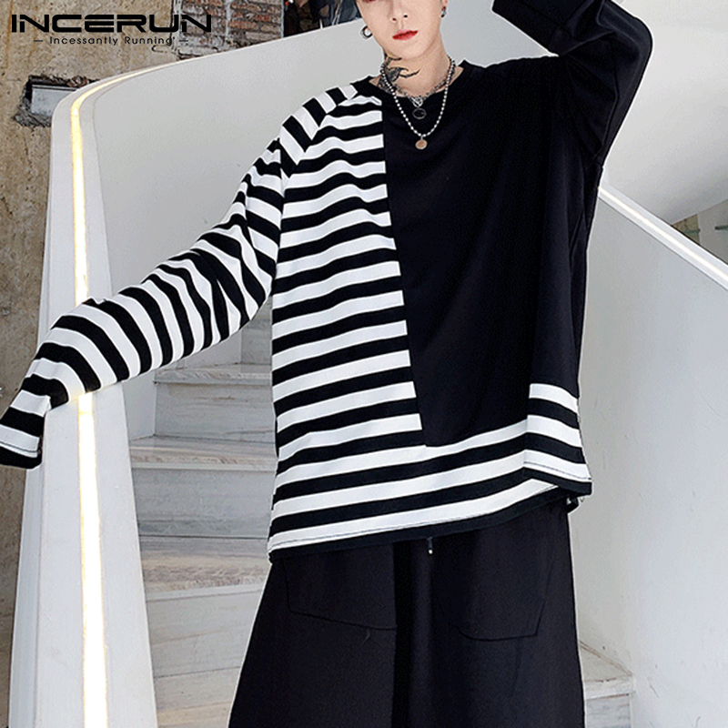 Áo INCERUN Tay Dài Họa Tiết Kẻ Sọc Cá Tính Cho Nam | BigBuy360 - bigbuy360.vn