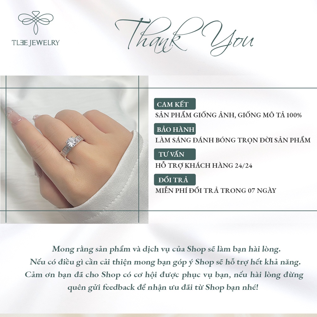 Nhẫn bạc nữ TLEE trụ đá bốn chấu viền đá kết cao cấp NCJ A0101
