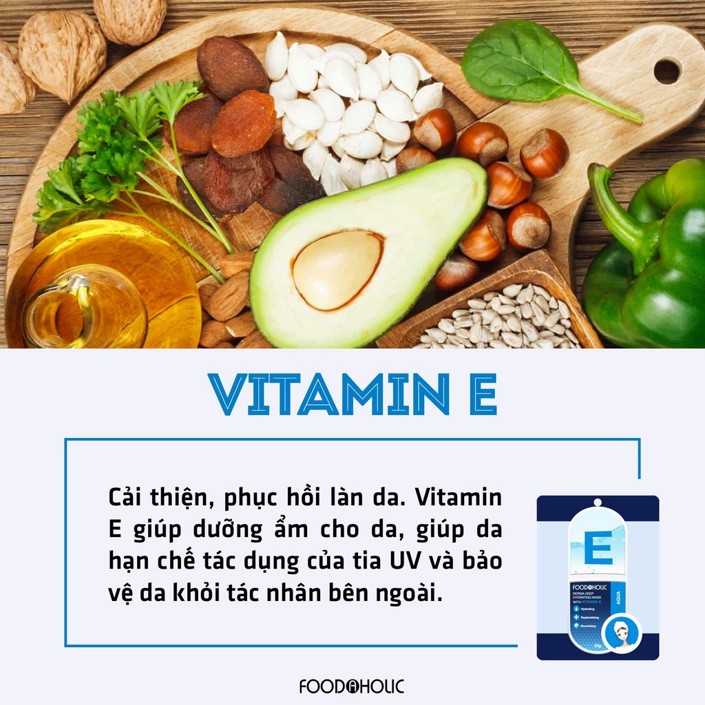 Mặt nạ Vitamin E cấp ẩm, căng bóng da Foodaholic Derma Deep Hydrating Mask With VITAMIN E 23g