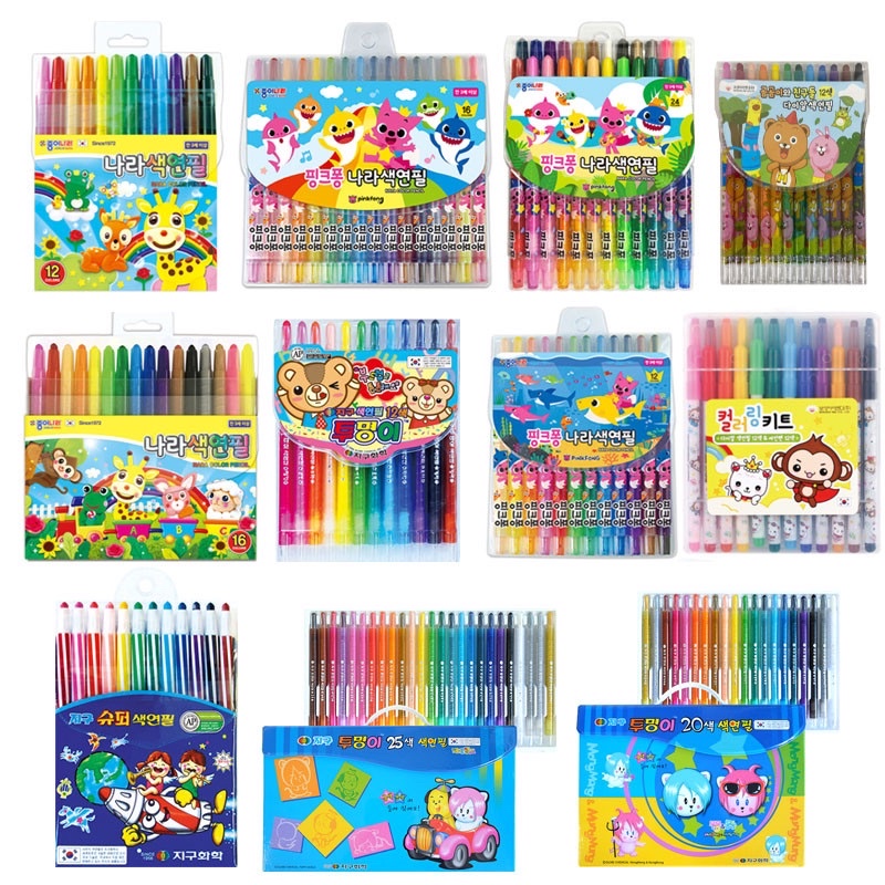 BÚT DẠ MÀU, SÁP MÀU HÀN QUỐC / 색연필 사인펜 12색 16색