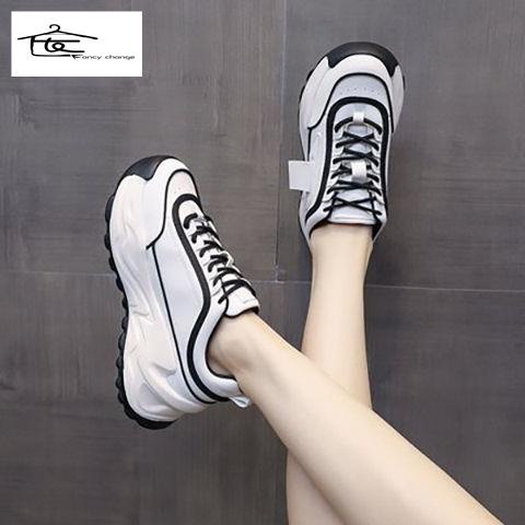 Hàng Có Sẵn Bán Chạy~Giày Thể Thao Màu Đen Đế Dày Phong Cách Đường Phố Thời Trang Mùa Thu Dành Cho Phụ Nữ
