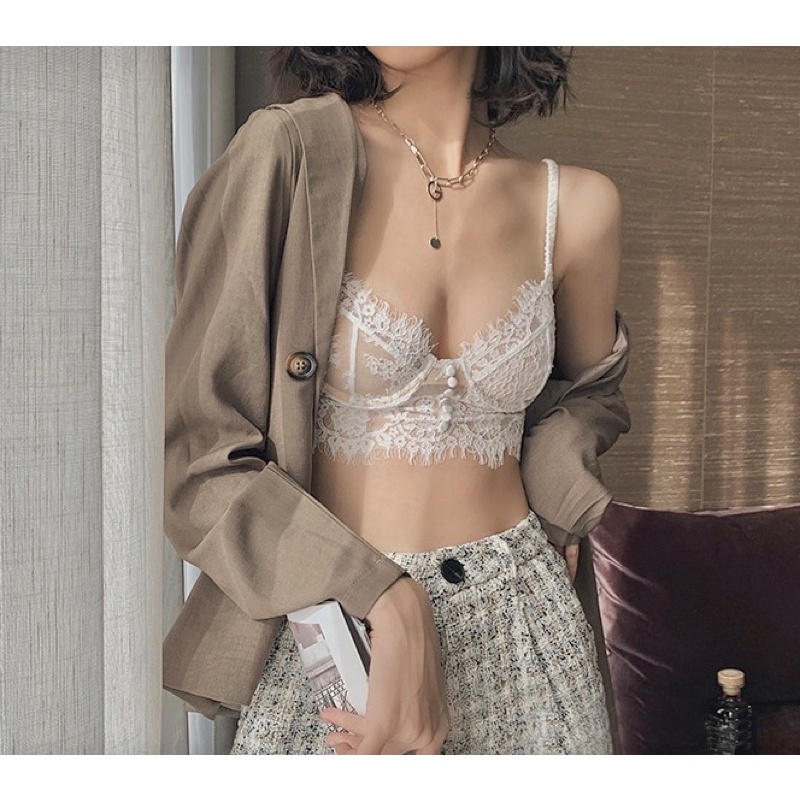 Áo bra ren mỏng cúc ngực có gọng mút mỏng