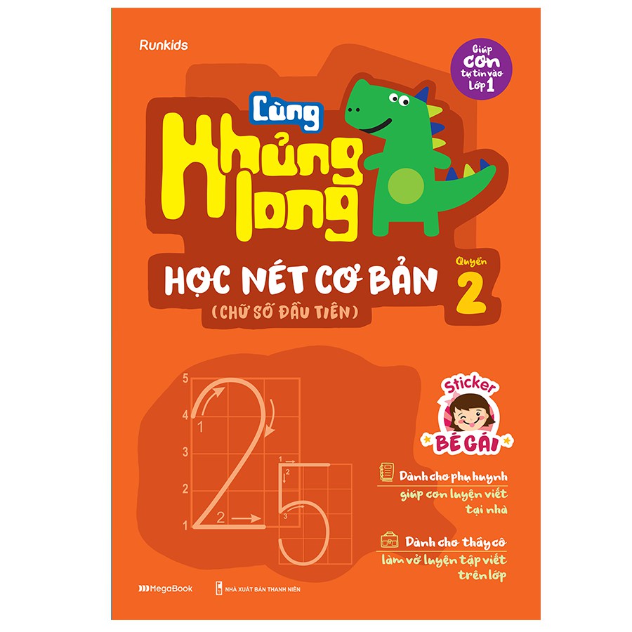 Sách - Combo 3 cuốn Cùng Khủng long học nét cơ bản Nét số chữ cái đầu tiên Quyển 1 2 3 MEGAMN9298
