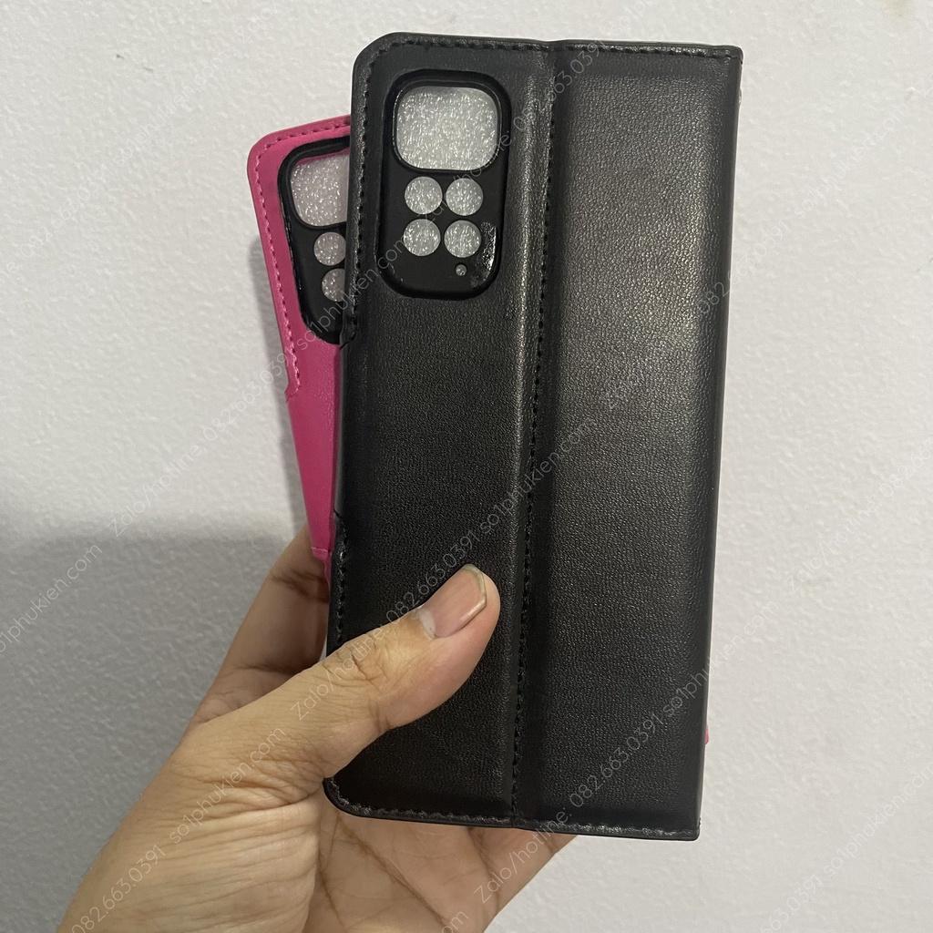 Bao da(ốp lưng nắp gập) Redmi note 11 4G/ Redmi note 11s(hàng chính hãng VN)da cao cấp, có ngăn đựng thẻ, chống xem phim