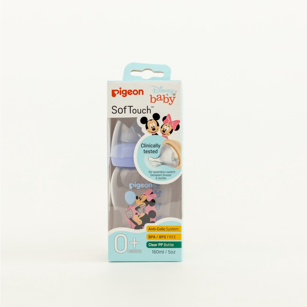 Bình Sữa Pigeon Softouch PP Plus Disney Baby - Màu Tím 160ml/240ml