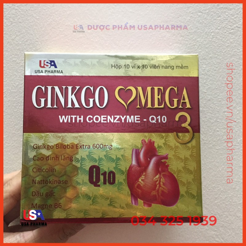 Viên bổ não GINKGO OMEGA 3 - Giúp tăng cường lưu thông tuần hoàn máu não - Hộp 100 viên