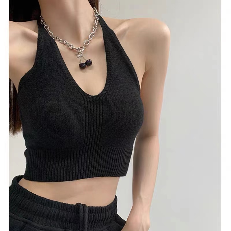 Áo Croptop Dệt Kim Hai Dây Gợi Cảm Dành Cho Nữ