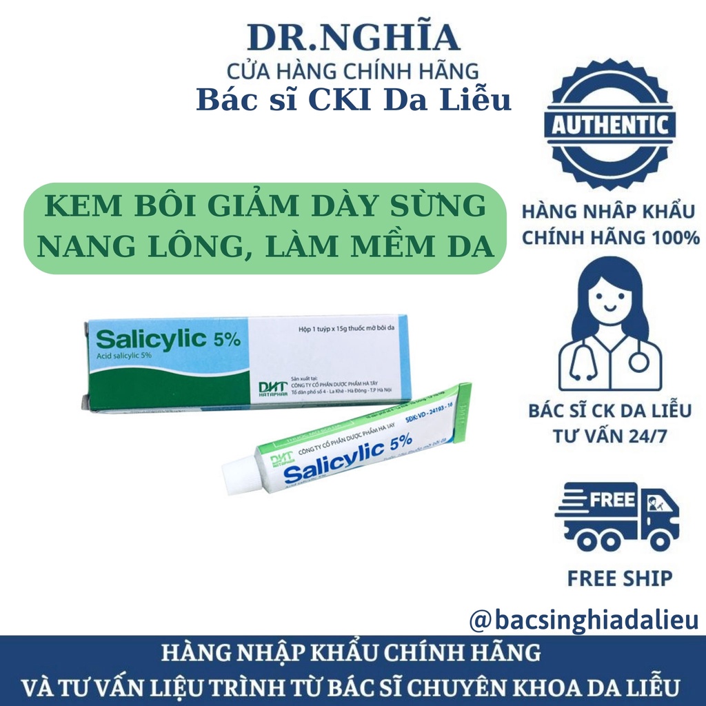 Kem bôi ngoài da làm mềm da salicylic 5% DHT 15G BÁC SĨ NGHĨA