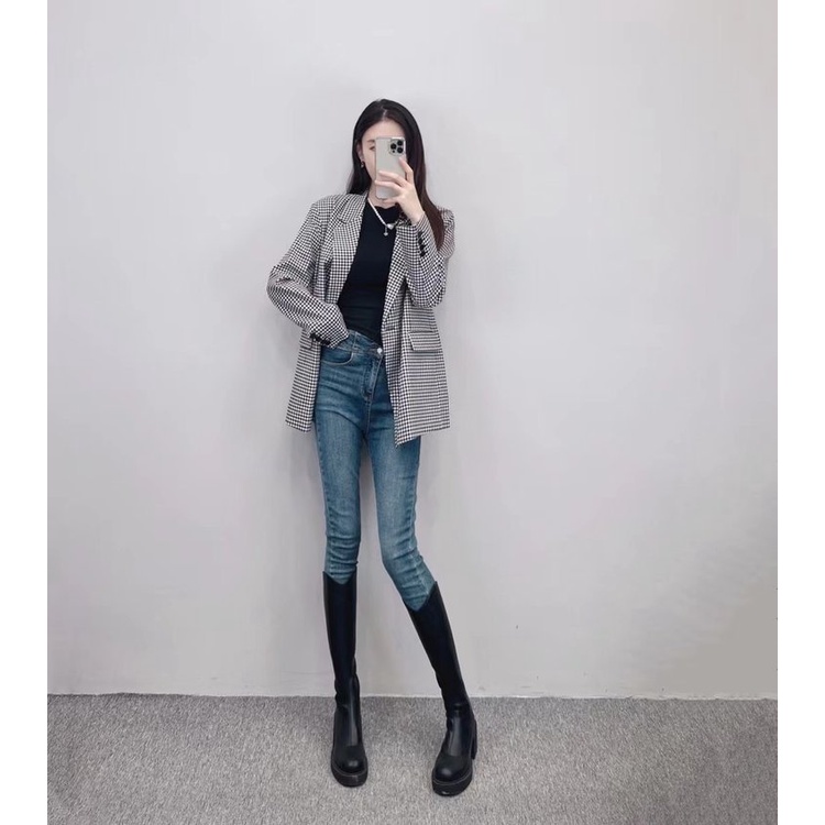 Giày bốt cổ cao mũi tròn khóa kéo năng động dành cho nữ | BigBuy360 - bigbuy360.vn