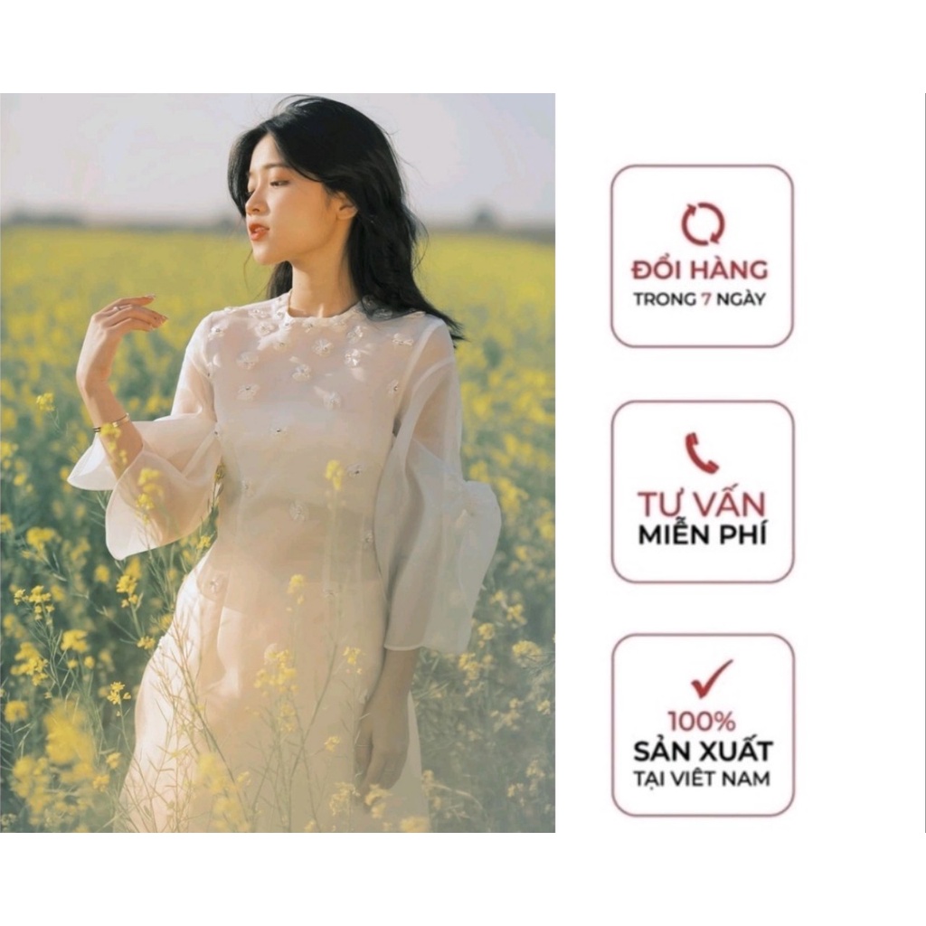 Aó Dài Cách Tân 4 Tà Chất Liệu Organza Thiết Kế Mita-Áo Cách Tân Đẹp 2022