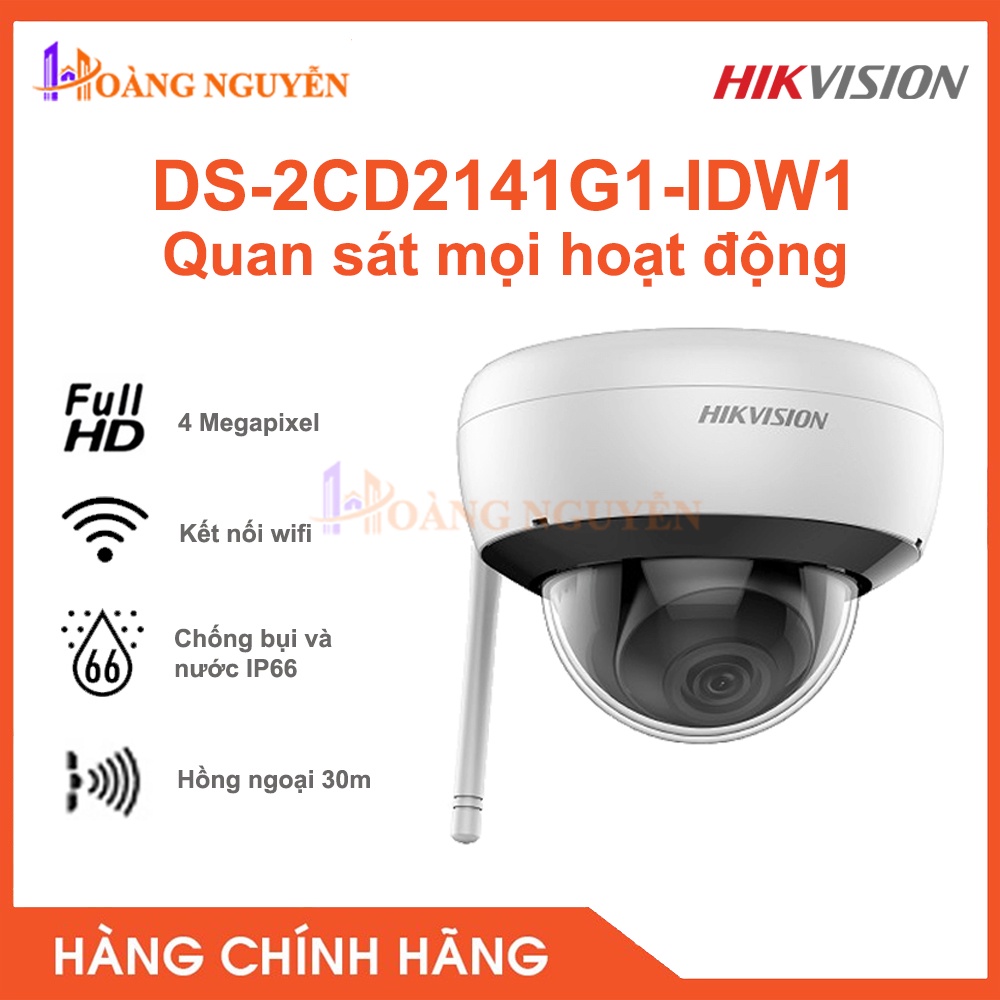 [NHÀ PHÂN PHỐI] Camera HIKVISION DS-2CD2141G1-IDW1 4MP -  Kết Nối Wi-Fi Tích Hợp Mic Âm Thanh, Hồng Ngoại 30m