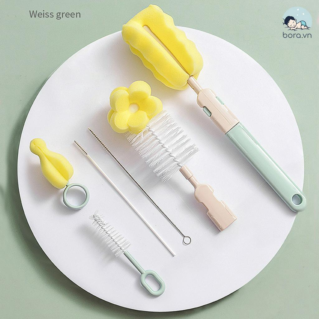 Cọ rửa bình sữa mút xốp 6 chi tiết cao cấp