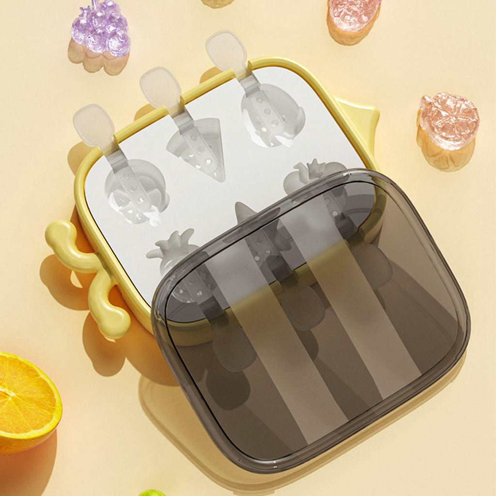 YIYU Khuôn Làm Kem Que Bằng Silicon Họa Tiết Hoạt Hình Dễ Thương Cho Người Lớn Và Trẻ Em