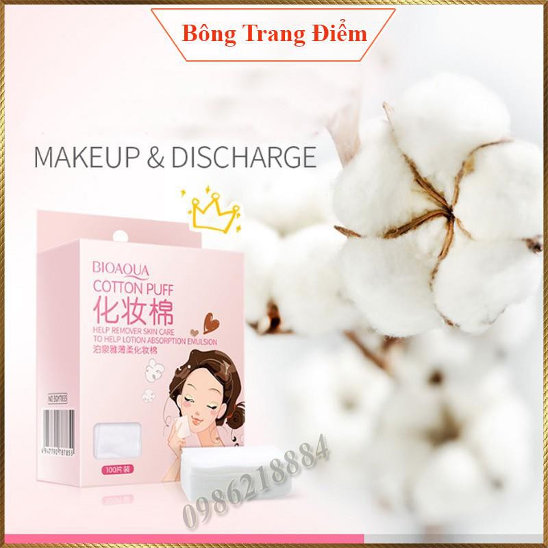 Bông tẩy trang BIOAQUA hộp 100 miếng, Bông Tự Nhiên,  Bông Tẩy Trang Cotton Puff Bioaqua