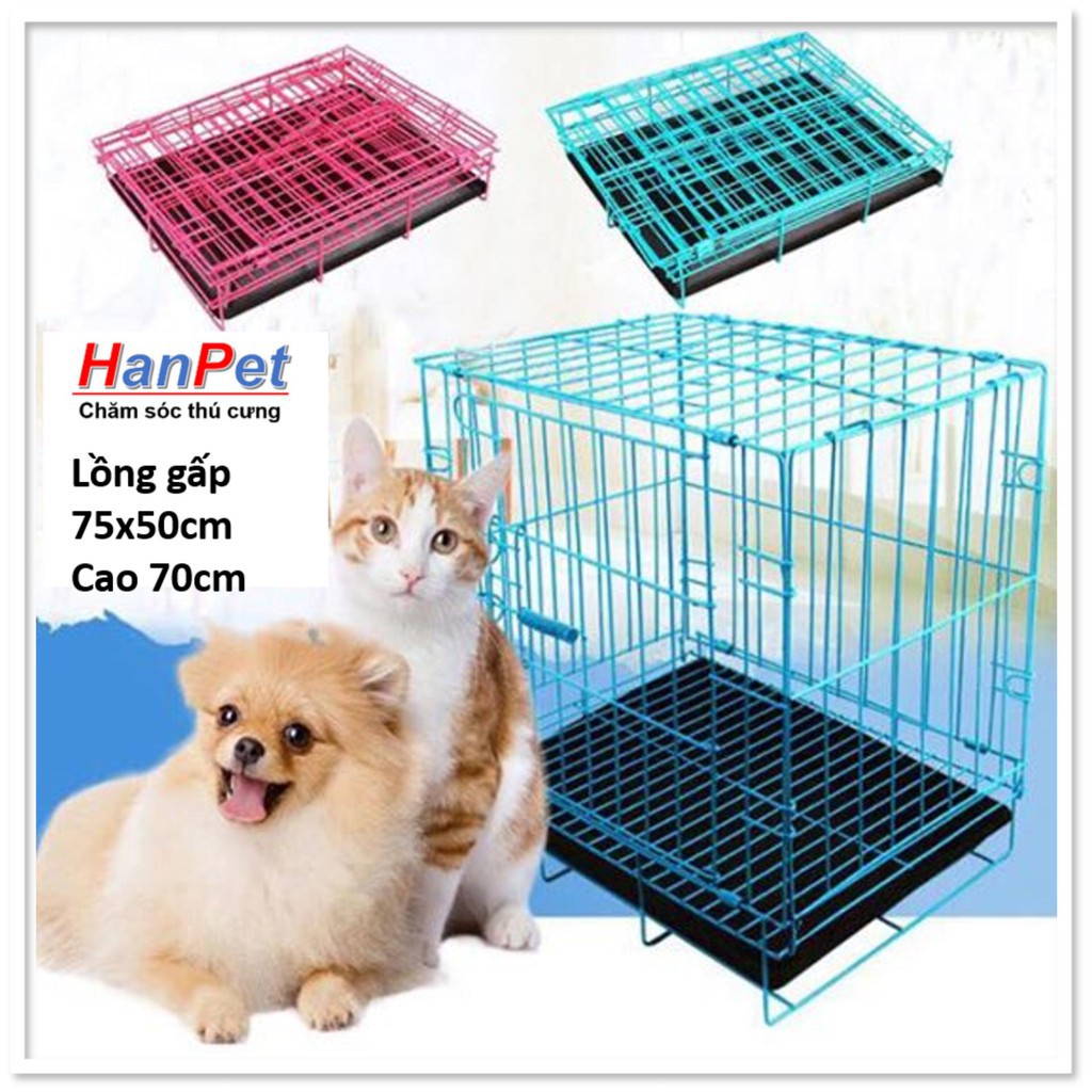 HN-Chuồng Lồng/cũi chó mèo dưới 10kg (75x50cm, Cao 70cm) hanpet 387c