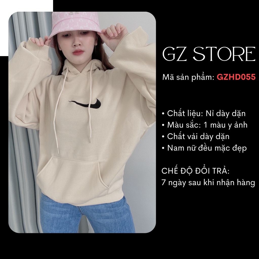 Áo hoodie Nike chính hãng dài tay có mũ tick thêu xịn chất nỉ dày GZ Store GZHD055