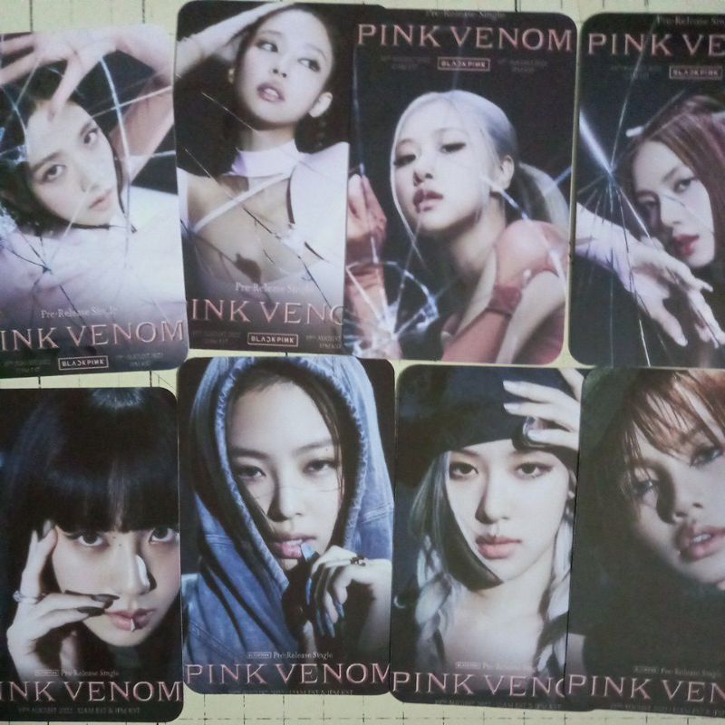 Set 4 card giấy bo góc in 2 mặt ảnh nhóm BLACKPINK - Pink Venom