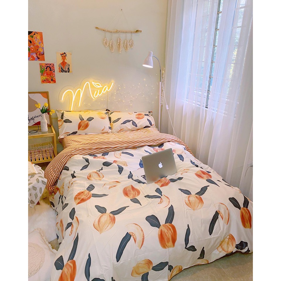 Set chăn ga cotton poly quả đào