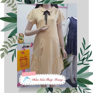 Đầm bầu thun caro THUỲ TRANG