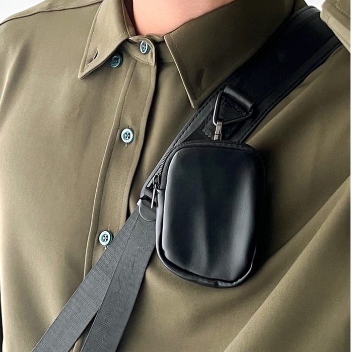 Túi đeo chéo bì thư da Unisex quai đính kèm túi phụ nhỏ độc lạ