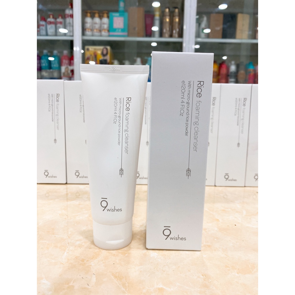 Sữa Rửa Mặt Chiết Xuất Gạo Dưỡng Trắng Da 9 Wishes Rice Foaming Cleanser Hàn Quốc 120ml
