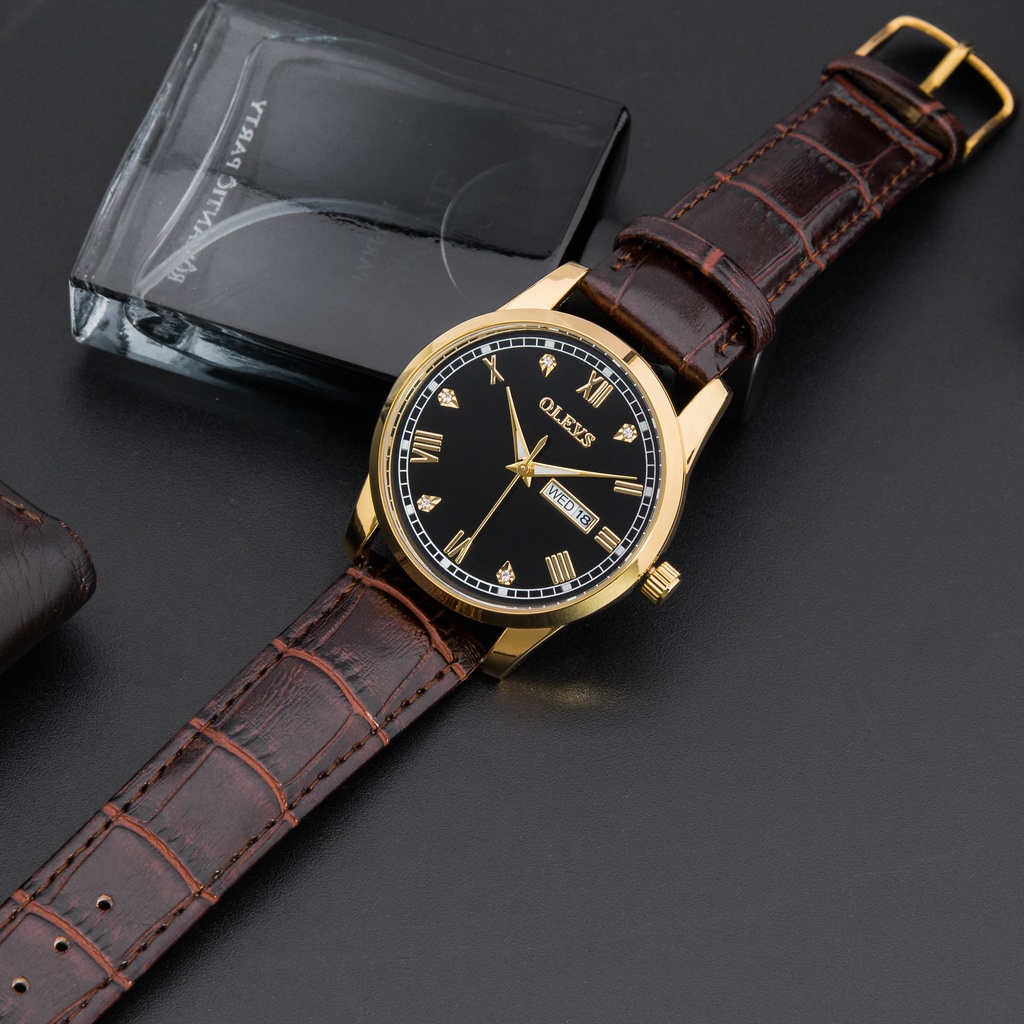 Đồng Hồ - Đồng Hồ Nam Olevs Dây Da Cao Cấp, Mặt Đính Đá Sang Trọng, Kiểu Dáng Lịch Lãm, Năng Động - Bảo Hành 12 Tháng | BigBuy360 - bigbuy360.vn