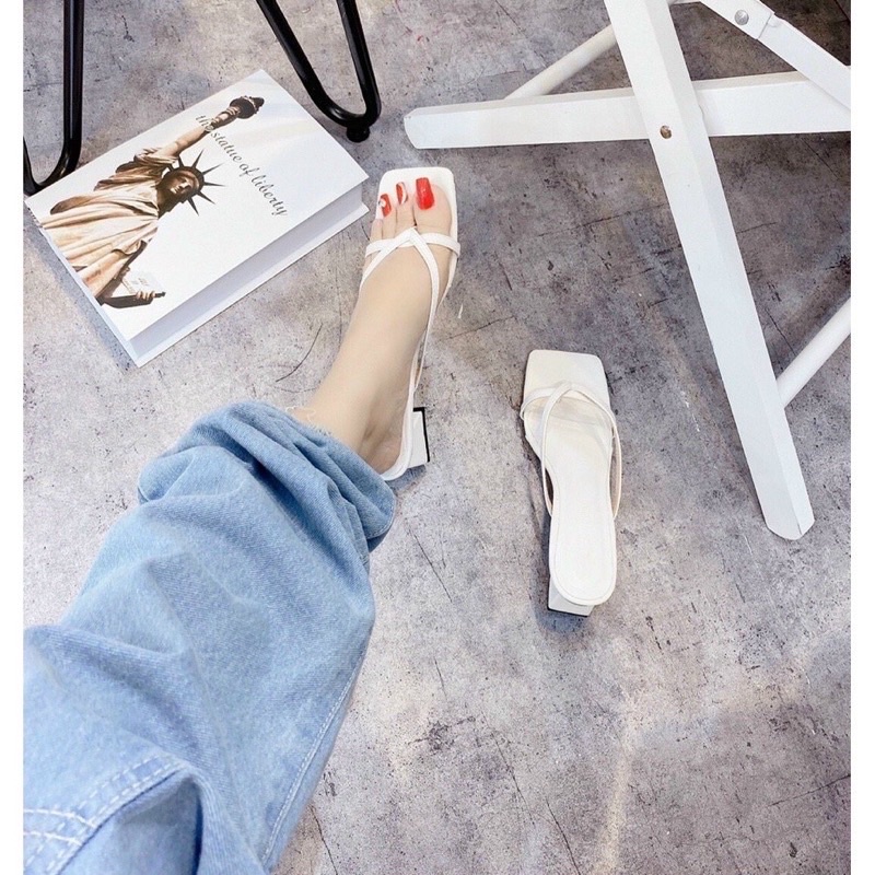 Guốc nữ cao gót xỏ ngón 3 phân sandal hở gót hàng đẹp