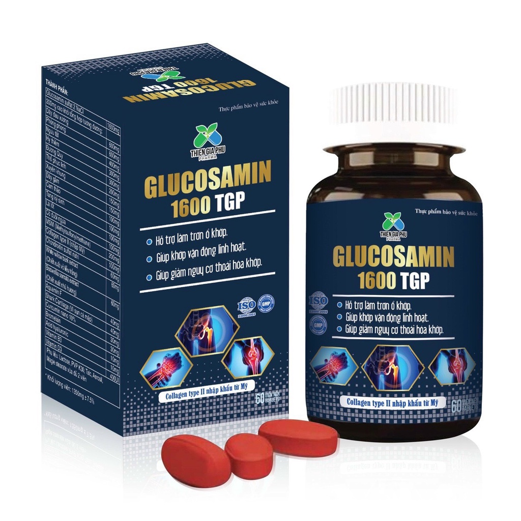 Bổ Khớp GLUCOSAMIN 1600 TGP - Collagen Type II Từ Mỹ - 60 viên
