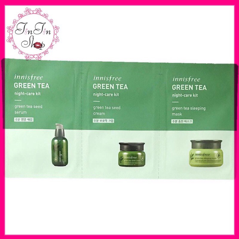 SET 3 SAMPLE DƯỠNG DA TRÀ XANH GREEN TEA NIGHT-CARE KIT