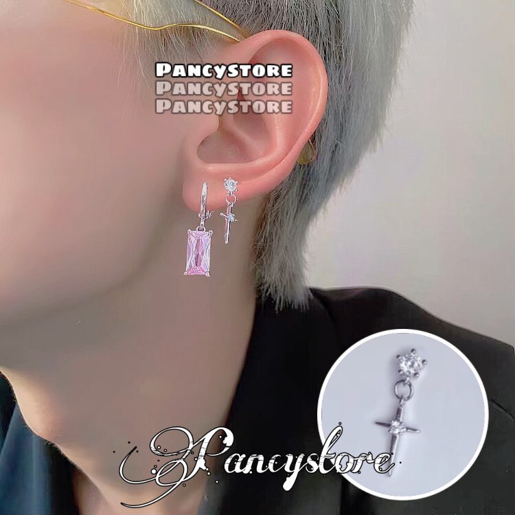 bông tai nam nữ khuyên tai titan thánh giá đính kim siêu bền Unisex