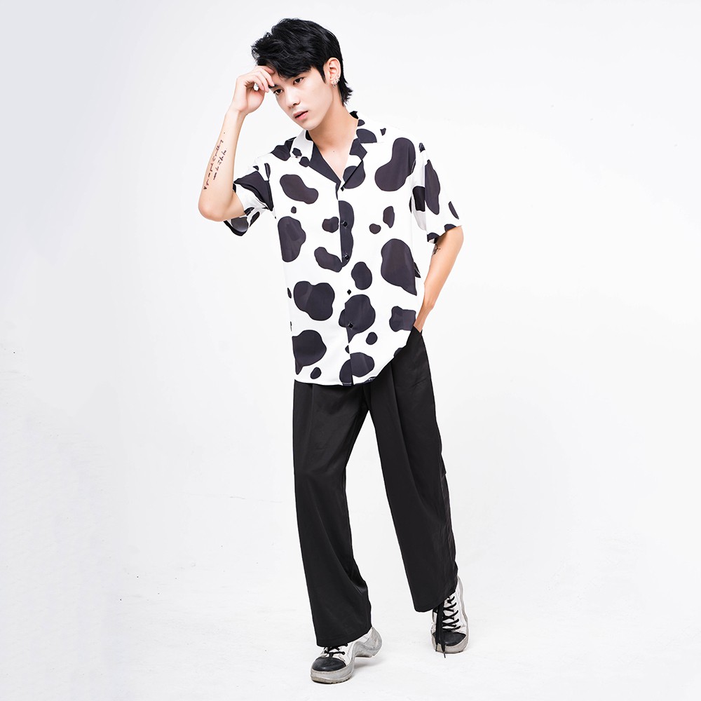 Áo sơ mi nam họa tiết BÒ SỮA, chất liệu vải lanh lụa mềm min, thoáng mát, không nhăn Phom Chuẩn -  ADORIS BS061 | BigBuy360 - bigbuy360.vn