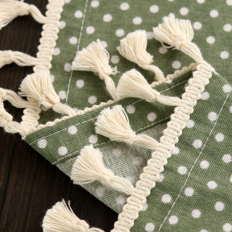 Khăn trải bàn chất liệu cotton lanh họa tiết kẻ sọc đơn giản