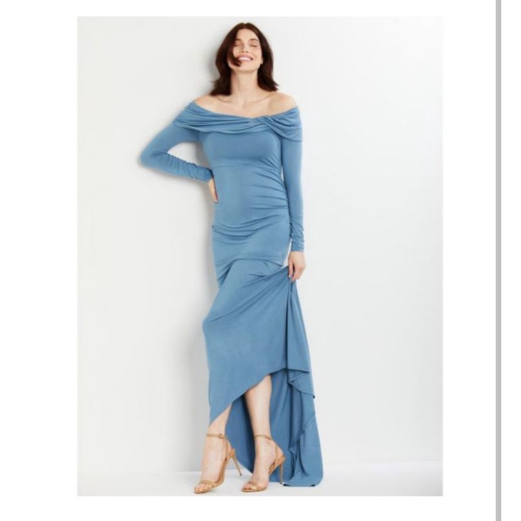 Đầm dạ hội tiệc VNXK cổ đổ tay dài đuôi xoè cami maxi prom dress off shoulder đầm maxi tà quét đất xuất khẩu dư xịn