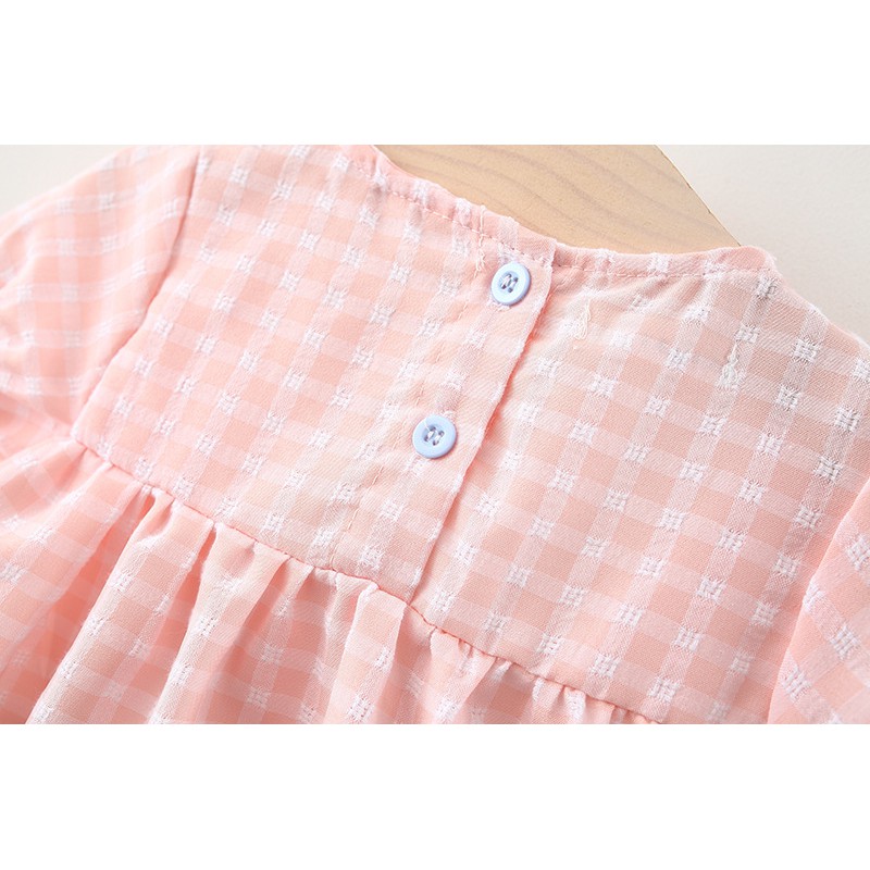 Váy Đầm Bé Gái Dáng Xòe Hình Thiên Nga Hồng Xanh, Cổ Bèo, Anna Store