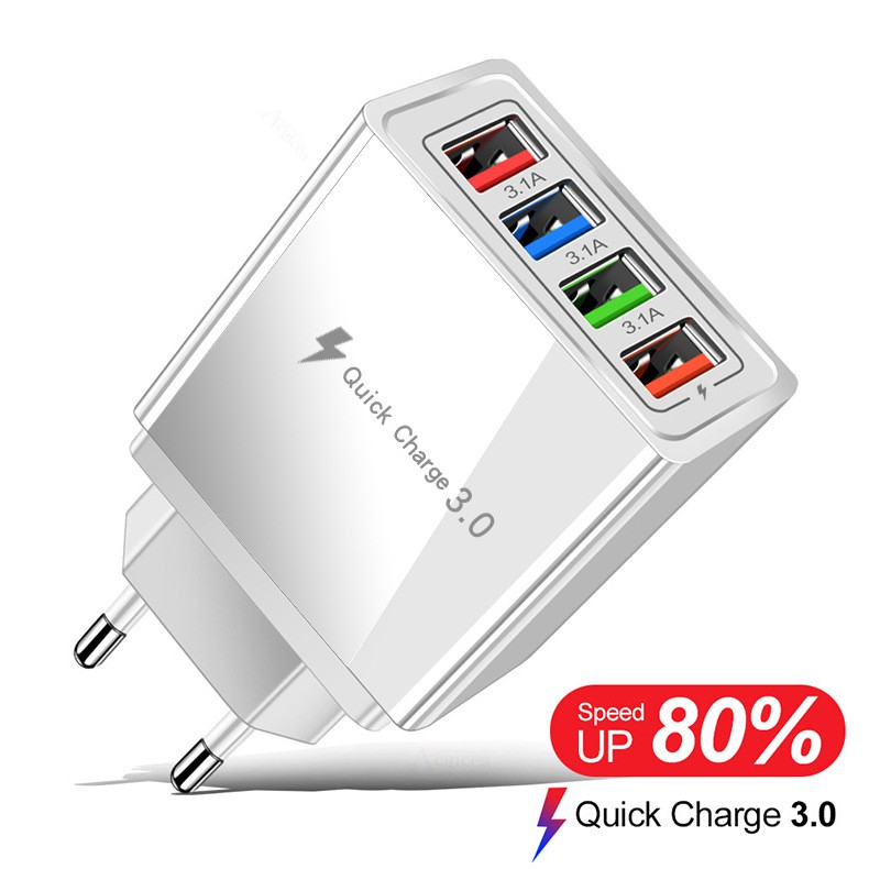 Củ Sạc Nhanh 4 Cổng 3.1A Quick Charge 3.0 KeKe - F16B