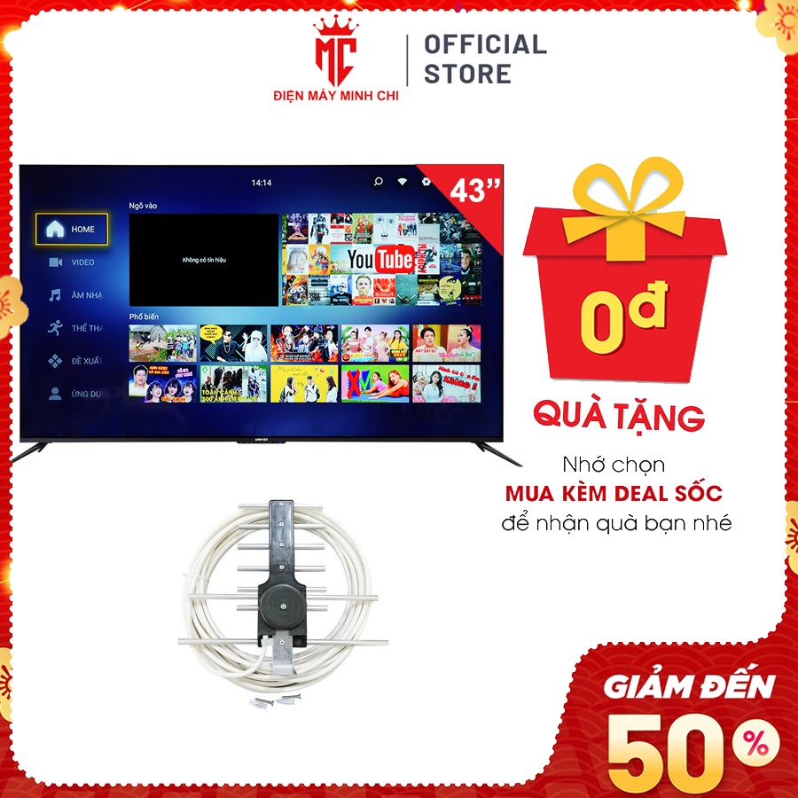 Smart Tivi Islim 43 inch FULL HD Asanzo Model 43SL800 Android 9.0 Bảo hành 2 năm